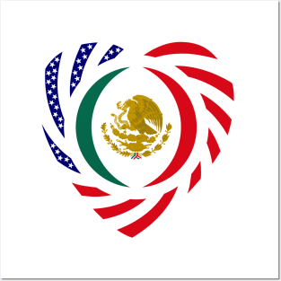 Mexican American Multinational Patriot Flag (Heart) Posters and Art